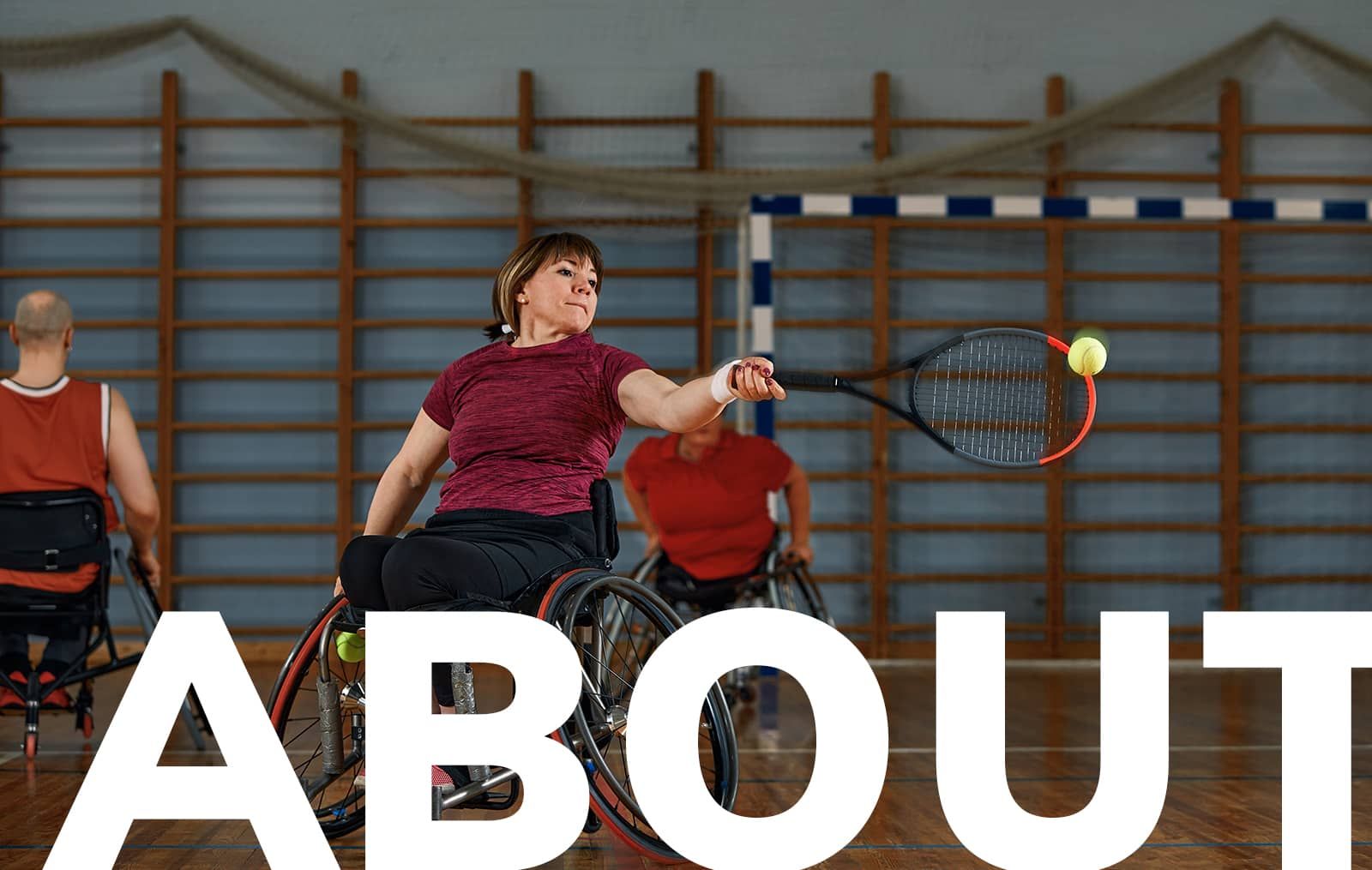 wheelchair tennis action shot returning a ball